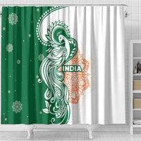 India Christmas Shower Curtain with Peacock Mandala Pattern and Tricolor Design - Wonder Print Shop