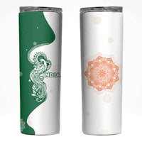 India Christmas Skinny Tumbler with Peacock Mandala Pattern and Tricolor Design - Wonder Print Shop