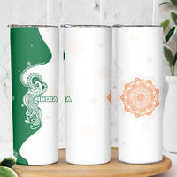 India Christmas Skinny Tumbler with Peacock Mandala Pattern and Tricolor Design - Wonder Print Shop