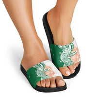 India Christmas Slide Sandals with Peacock Mandala Pattern and Tricolor Design - Wonder Print Shop