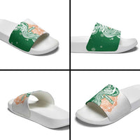 India Christmas Slide Sandals with Peacock Mandala Pattern and Tricolor Design - Wonder Print Shop