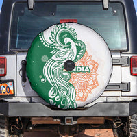 India Christmas Spare Tire Cover with Peacock Mandala Pattern and Tricolor Design - Wonder Print Shop