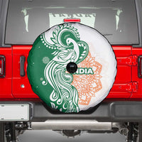 India Christmas Spare Tire Cover with Peacock Mandala Pattern and Tricolor Design - Wonder Print Shop