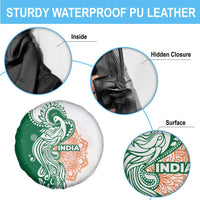India Christmas Spare Tire Cover with Peacock Mandala Pattern and Tricolor Design - Wonder Print Shop