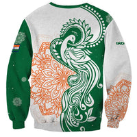 India Christmas Sweatshirt with Peacock Mandala Pattern and Tricolor Design - Wonder Print Shop