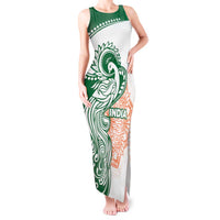 India Christmas Tank Maxi Dress with Peacock Mandala Pattern and Tricolor Design - Wonder Print Shop