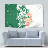 India Christmas Tapestry with Peacock Mandala Pattern and Tricolor Design - Wonder Print Shop