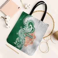 India Christmas Tote Bag with Peacock Mandala Pattern and Tricolor Design - Wonder Print Shop