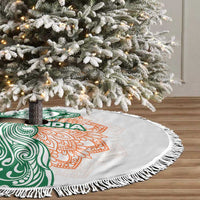 India Christmas Tree Skirt with Peacock Mandala Pattern and Tricolor Design - Wonder Print Shop