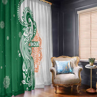 India Christmas Window Curtain with Peacock Mandala Pattern and Tricolor Design - Wonder Print Shop