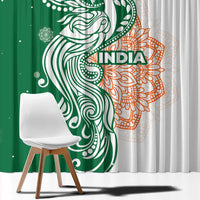 India Christmas Window Curtain with Peacock Mandala Pattern and Tricolor Design - Wonder Print Shop