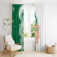 India Christmas Window Curtain with Peacock Mandala Pattern and Tricolor Design - Wonder Print Shop