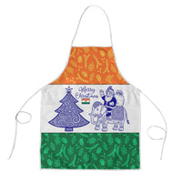 India Christmas Apron with Elephant Santa Tree Design and Tricolor Holiday Pattern - Wonder Print Shop
