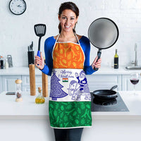 India Christmas Apron with Elephant Santa Tree Design and Tricolor Holiday Pattern - Wonder Print Shop