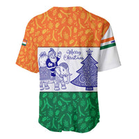 India Christmas Baseball Jersey with Elephant Santa Tree Design and Tricolor Holiday Pattern - Wonder Print Shop