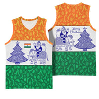 India Christmas Basketball Jersey with Elephant Santa Tree Design and Tricolor Holiday Pattern - Wonder Print Shop