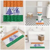 India Christmas Bathroom Set with Elephant Santa Tree Design and Tricolor Holiday Pattern - Wonder Print Shop