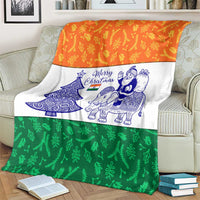India Christmas Blanket with Elephant Santa Tree Design and Tricolor Holiday Pattern - Wonder Print Shop