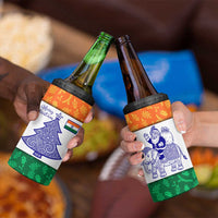 India Christmas 4 in 1 Can Cooler Tumbler with Elephant Santa Tree Design and Tricolor Holiday Pattern - Wonder Print Shop