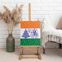 India Christmas Canvas Wall Art with Elephant Santa Tree Design and Tricolor Holiday Pattern - Wonder Print Shop