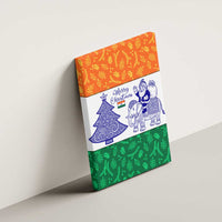 India Christmas Canvas Wall Art with Elephant Santa Tree Design and Tricolor Holiday Pattern - Wonder Print Shop