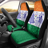 India Christmas Car Seat Cover with Elephant Santa Tree Design and Tricolor Holiday Pattern - Wonder Print Shop