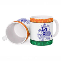 India Christmas Ceramic Mug with Elephant Santa Tree Design and Tricolor Holiday Pattern - Wonder Print Shop