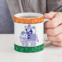 India Christmas Ceramic Mug with Elephant Santa Tree Design and Tricolor Holiday Pattern - Wonder Print Shop
