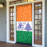 India Christmas Door Cover with Elephant Santa Tree Design and Tricolor Holiday Pattern - Wonder Print Shop