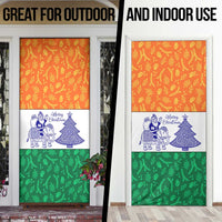 India Christmas Door Cover with Elephant Santa Tree Design and Tricolor Holiday Pattern - Wonder Print Shop