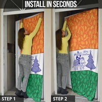 India Christmas Door Cover with Elephant Santa Tree Design and Tricolor Holiday Pattern - Wonder Print Shop