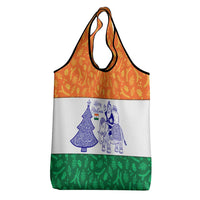 India Christmas Grocery Bag with Elephant Santa Tree Design and Tricolor Holiday Pattern - Wonder Print Shop