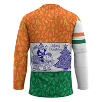 India Christmas Hockey Jersey with Elephant Santa Tree Design and Tricolor Holiday Pattern - Wonder Print Shop