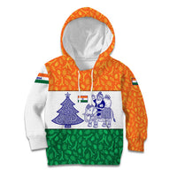 India Christmas Kid Hoodie with Elephant Santa Tree Design and Tricolor Holiday Pattern - Wonder Print Shop