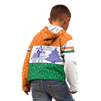 India Christmas Kid Hoodie with Elephant Santa Tree Design and Tricolor Holiday Pattern - Wonder Print Shop