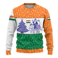 India Christmas Ugly Christmas Sweater with Elephant Santa Tree Design and Tricolor Holiday Pattern - Wonder Print Shop