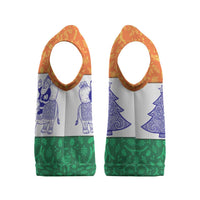 India Christmas Knitted V-Neck Vest with Elephant Santa Tree Design and Tricolor Holiday Pattern - Wonder Print Shop