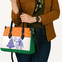 India Christmas Leather Bag with Elephant Santa Tree Design and Tricolor Holiday Pattern - Wonder Print Shop