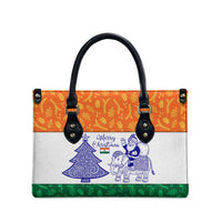 India Christmas Leather Bag with Elephant Santa Tree Design and Tricolor Holiday Pattern - Wonder Print Shop
