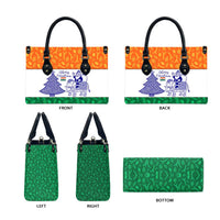 India Christmas Leather Bag with Elephant Santa Tree Design and Tricolor Holiday Pattern - Wonder Print Shop