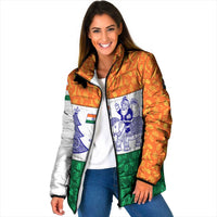 India Christmas Padded Jacket with Elephant Santa Tree Design and Tricolor Holiday Pattern - Wonder Print Shop