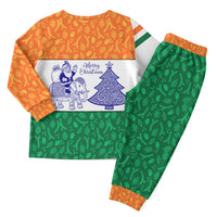 India Christmas Pajama Set with Elephant Santa Tree Design and Tricolor Holiday Pattern - Wonder Print Shop