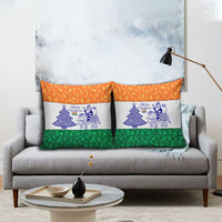 India Christmas Pillow Cover with Elephant Santa Tree Design and Tricolor Holiday Pattern - Wonder Print Shop