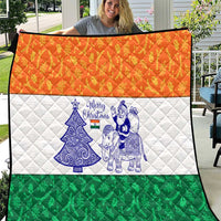 India Christmas Quilt with Elephant Santa Tree Design and Tricolor Holiday Pattern - Wonder Print Shop