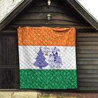 India Christmas Quilt with Elephant Santa Tree Design and Tricolor Holiday Pattern - Wonder Print Shop