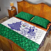 India Christmas Quilt Bed Set with Elephant Santa Tree Design and Tricolor Holiday Pattern - Wonder Print Shop