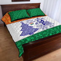 India Christmas Quilt Bed Set with Elephant Santa Tree Design and Tricolor Holiday Pattern - Wonder Print Shop