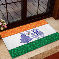 India Christmas Rubber Doormat with Elephant Santa Tree Design and Tricolor Holiday Pattern - Wonder Print Shop