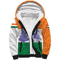 India Christmas Sherpa Hoodie with Elephant Santa Tree Design and Tricolor Holiday Pattern - Wonder Print Shop