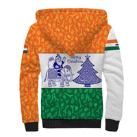 India Christmas Sherpa Hoodie with Elephant Santa Tree Design and Tricolor Holiday Pattern - Wonder Print Shop